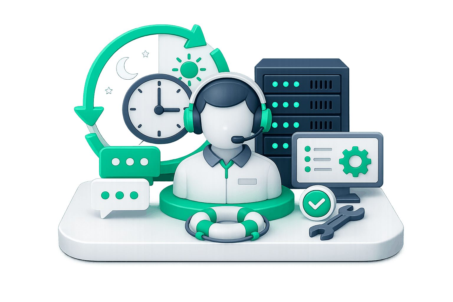 Hostwover support team with servers and tools